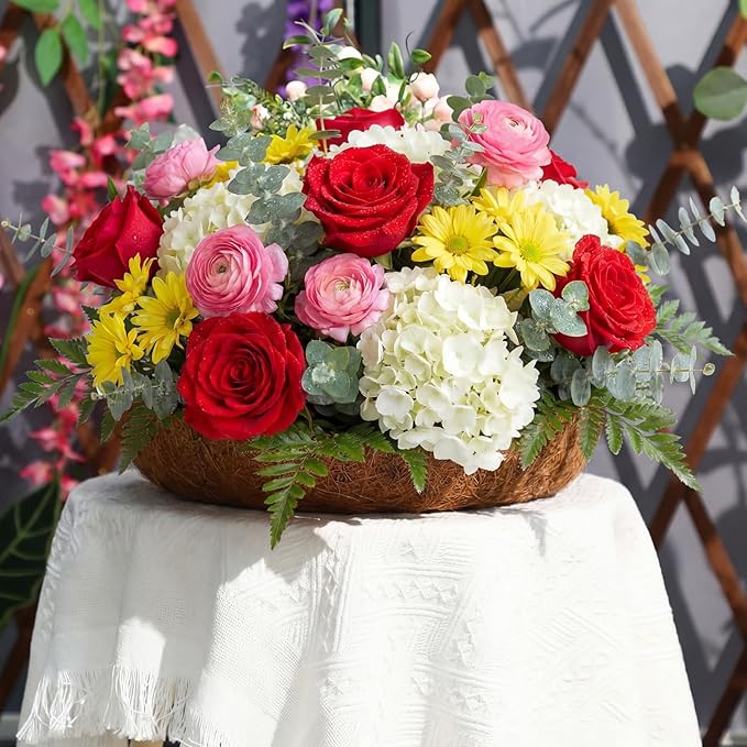 Gerrii 8 Pcs 24 Inch,20 Inch Coconut Liners for Hanging Baskets Coco Liners for Planters Natural Round Coconut Coco Planter Basket Coir Liner for Hanging Basket Flowers/Vegetables
