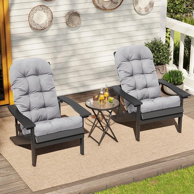 Crestlive 50x20x4 Inch Adirondack Chair Cushion, Outdoor Rocking Chair Cushions Water Resistant High Back Patio Chair Cushions Set of 2, Thick Patio Replacement Cushions Light Gray