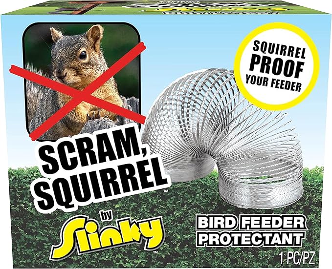 Scram,Squirrel by Slinky,Squirrel-Proof Bird Feeder Accessory That Guards Bird Seed,Kids Toys for Ages 5 Up by Just Play,(Pack of 2)