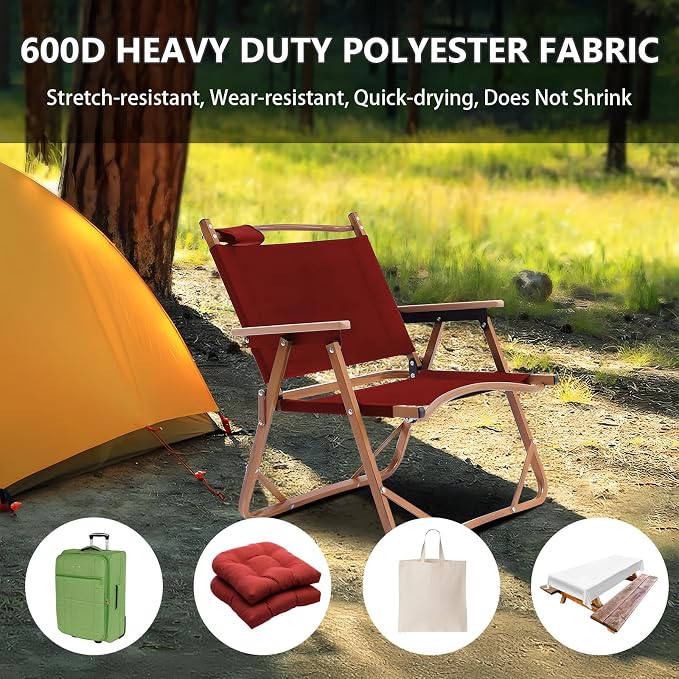 Waterproof Canvas Fabric by The Yard 58inch 600D Upholstery Material Polyester Fabric Outdoor Water Resistant Fabric for Sewing Chair Patio Cushion Purse Bag Interior, Pre Cut 5 Yard Red