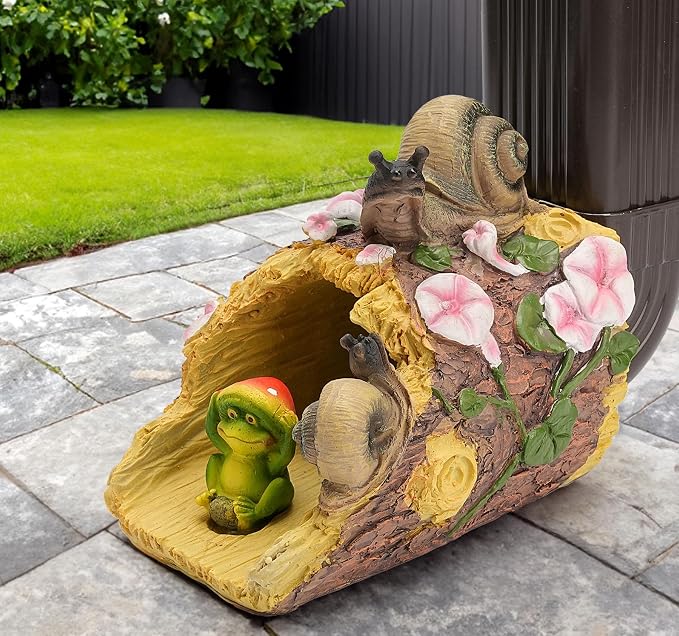 Teaeeno Frog Gutter Downspout Extension Decorations, 3''x4'' Downspout Extender Diverter Splash Block Sculpture Outdoor Decor, Animal Resin Statue Ornaments, for Garden, Lawn, Yard (Snail)