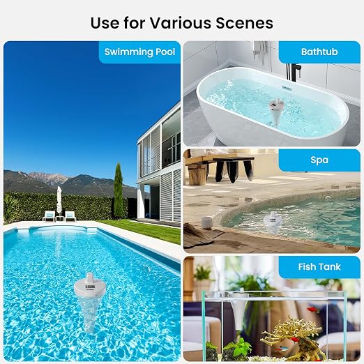 Sainlogic Floating Pool Thermometer, Wireless with High Precision and Easy Read, IP68 Waterproof for Outdoor Swimming, Hot Tub, Pond, Fish Tank, Patio and Aquarium