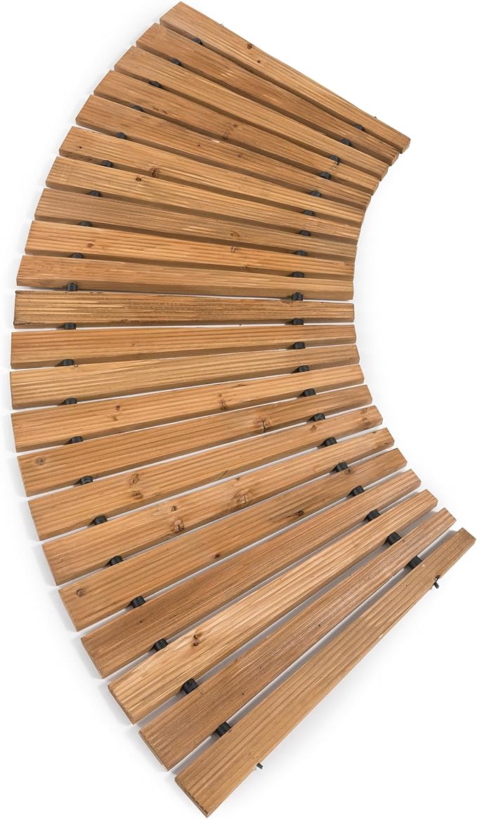Plow & Hearth 6' Curved Outdoor Wooden Pathway | 17" Wide Rollout Outdoor Garden Walkway | Weather-Resistant Hardwood Cedar Board Walkway Landscape Edging | Decorative Lawn Patio Wedding Party