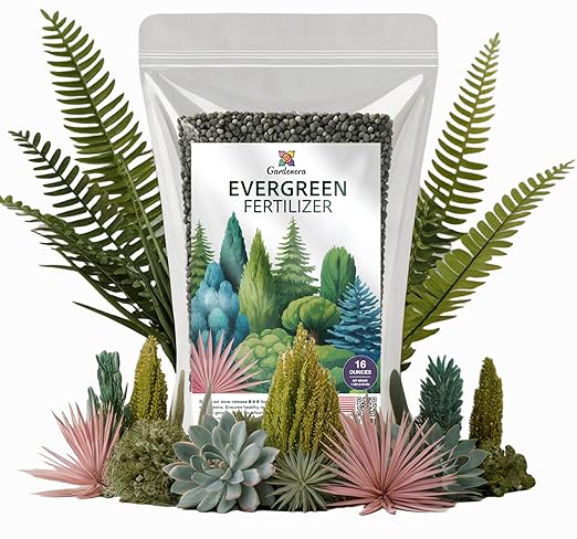 Gardenera Evergreen Fertilizer β All-Purpose Granular Plant Food for Outdoor Trees and Shrubs, Azaleas, Magnolias, Pines & Arborvitae β Slow-Release Formula (16 OZ)