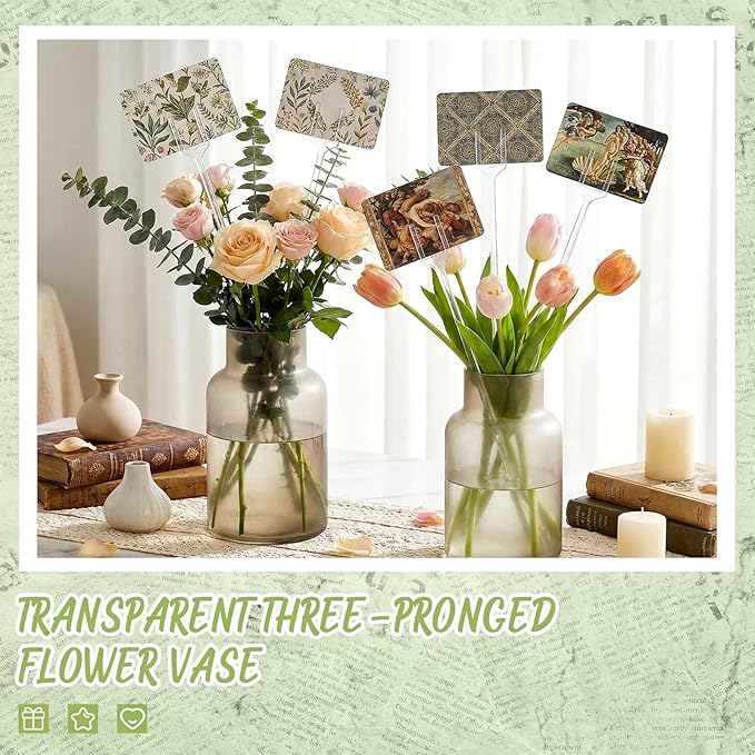 Patelai 500 Pcs Floral Picks Cardholder 9.4 Inch Plastic Transparent Fork Shaped Straight Head Flower Pick Card Clips for Bouquet Floral Photo Cake Wedding Birthday Party Decoration