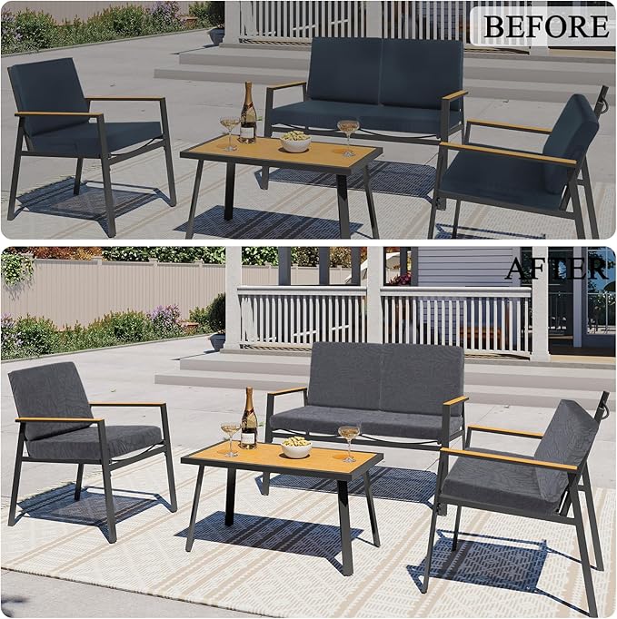 HEBE Stretch Patio Cushion Covers Set 8pcs,Waterproof Outdoor Couch Covers Replacement,Washable Reusable Seat Cushion Slipcovers for Patio Furniture Protector,Chair Cushion Cover