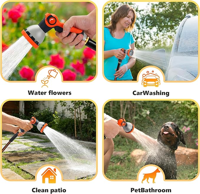 Garden Hose 50FT 600 PSI High Pressure, Flexible TPE Water Hose Kink-Free & Lightweight, with Abrasion-Resistant Cover for Car Washing, Watering Lawn, Outdoor Use