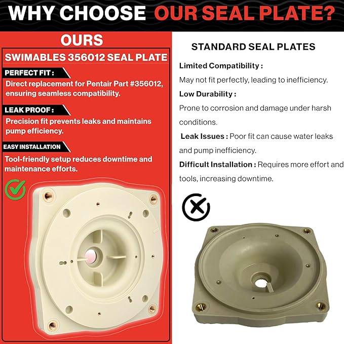 Swimables 356012 Seal Plate Replacement Compatible with SuperFlo Pool Pump & SuperFlo VS/VST, Pinnacle High Flow, Sta-Rite SuperMax Pentair Pool Pump | Stops Water Leaks & Extends Pump Life
