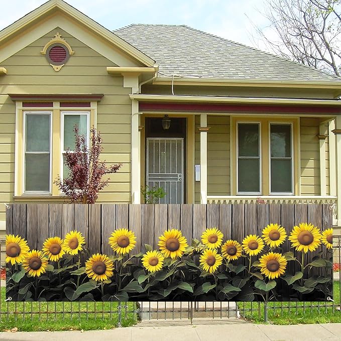 10x3 ft Extra Large Spring Sunflower Banner Outdoor 115''x35'' Sunflower Banner for Fence Outside Garden Large Yard Banners