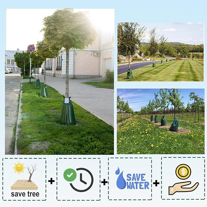 USHIGHTLIGHT All New 20 Gallon Tree Watering Bag, Slow Release Watering Bag for Trees, Portable Tree Drip Irrigation Bag, Water Saving Irrigation Water System(1/2/3) (1, 20 Gallon)
