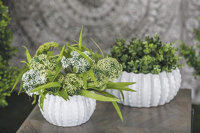 Deco 79 Ceramic Indoor Outdoor Planter Small Planter Pot, Set of 3 Planters 17", 11", 8"W, White