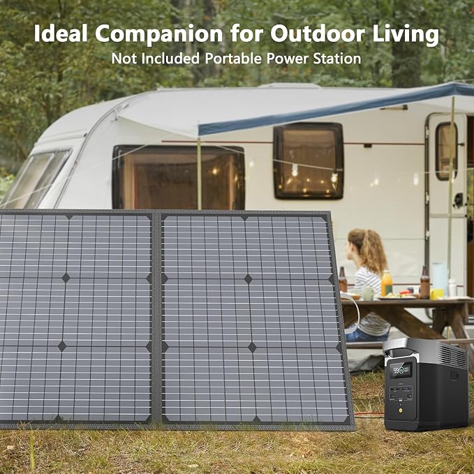 Solar Charger 110W Portable Solar Panel, IP67 Waterproof Foldable Solar Panel kit with 20V Output, 23.5% Efficiency Module for Outdoor Camping, Portable Power Station, Laptops, Motorhome, RV