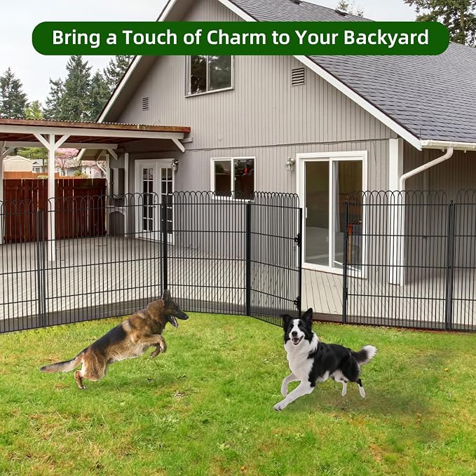 10 Panels No Dig Tall Decorative Garden Fence with Double Lock, 40 in(H) X 24 ft(L) Animal Barrier Fencing Outdoor for Yard,Rustproof Metal Garden Edging and Borders, Temporary Ground Stakes