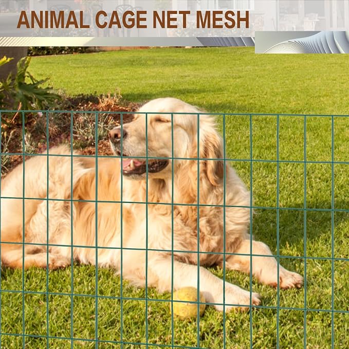 Tongmo 3 ft x 100 ft Green PVC Coated Welded Wire Fence, 16GA Garden Chicken Wire Fence Roll, Mesh Size 2" x 4" Hardware Cloth, Ideal for Yard Protection and Poultry Netting