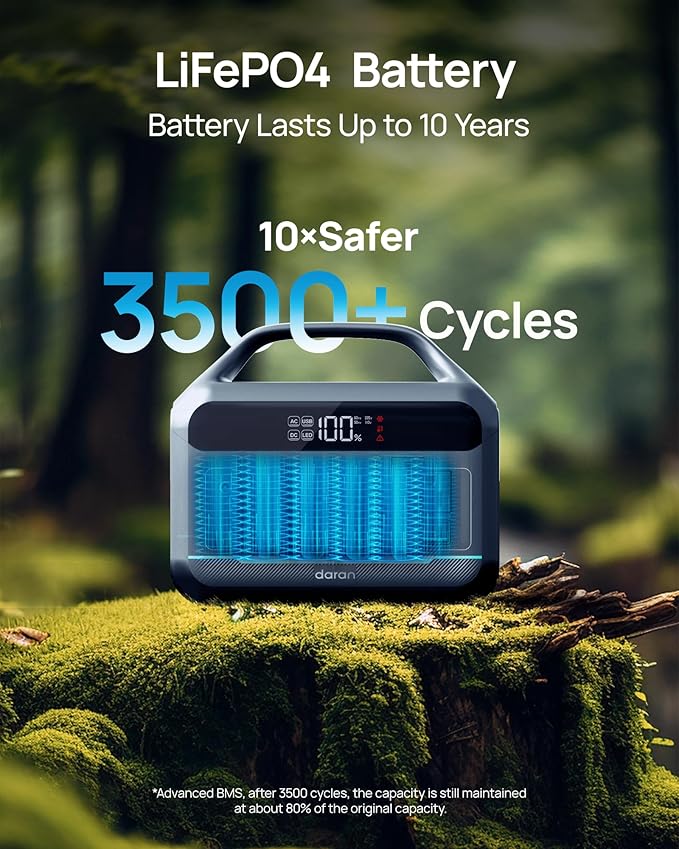 DARAN Portable Power Station 600W with 80W Solar Panel, 288Wh LiFePO4 Solar Generator, Dual AC Outlets, 100W USB-C PD, Fast Recharge for Camping, RV, Power Outage, Emergency Backup