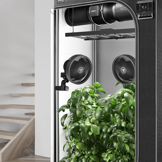 AC Infinity CLOUDRAY S9 2-Pack, Grow Tent Clip Fan 9” with Redesigned Long-Life EC Motor, Custom 10 Dynamic Wind Speeds and 10-Level Oscillation, for Hydroponics Circulation Cooling, 2-Count