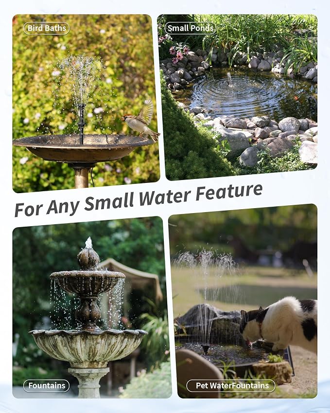 POPOSOAP Solar Pond Filter with Fountain Pump, 4W Solar Fountain Pump with Pond Filter Kit, Solar Water Pump with Nozzles & PVC Tubing for Bird Bath, Water Garden, Fish Tank & Backyard Decor P3035