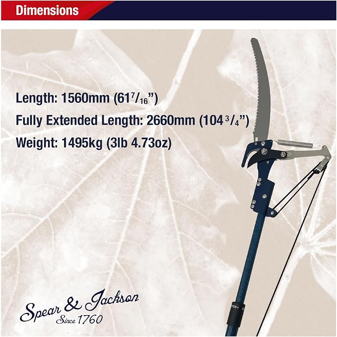 Spear & Jackson 4935TP Razorsharp Lightweight Telescopic Tree Pruner, Silver