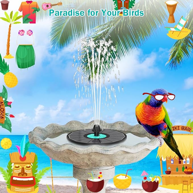 Solar Fountain Cyan Flower, Upgrade 3.5W Solar Bird Bath Fountains, Solar Powered Water Fountain with 7 Nozzles, 4 Fixed Pipes for Hummingbirds, Bird Bath, Garden, Pool, and Pond