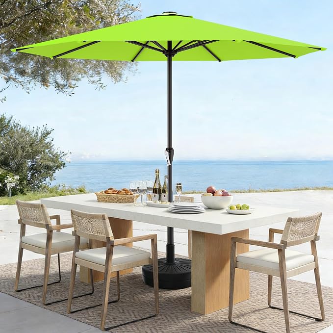 AreShark 12 FT Patio Umbrella for Outdoor, Outdoor Table Umbrella with Push Button Tilt and Crank, Outdoor Patio Umbrellas with 8 Sturdy Ribs, Patio Umbrellas for Market, Garden, Pool (Apple Green)