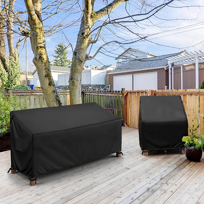 MR. COVER 3-Seater Outdoor Couch Cover Waterproof, 80 Inch Patio Furniture Cover for Sofa, Heavy Duty Polyester & Double-Stitched Seams, Classic Black
