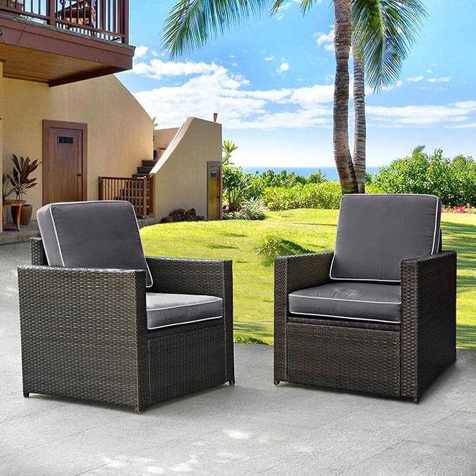 Porch Shield Outdoor Patio Cushion Covers Set 4 Waterproof Fade Resistant Chair Seat Cushion Slipcovers 20 x 18 x 4 inch, Dark Grey