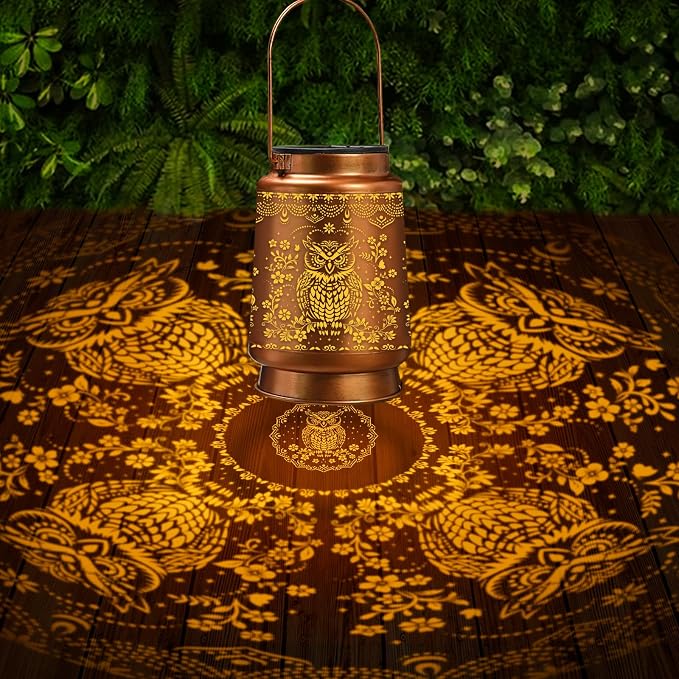Owl Solar Lanterns Outdoor Waterproof, Gifts for Women Owl Lovers Hanging Solar Lights for Outside, Decorative Light for Garden Patio Porch Yard Decor