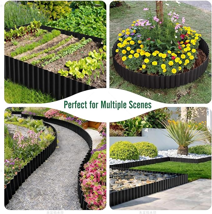 LAVEVE Corrugated Metal Garden Edging, Landscape Edging Border for Lawn, Flower Bed, Garden Fence, Paver Edging (12" x20Ft*2Pack)