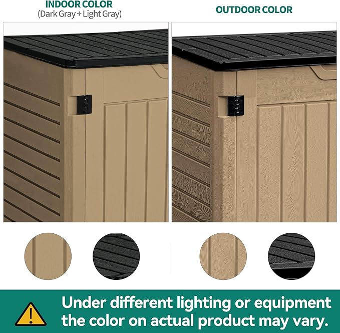 YITAHOME Outdoor Resilient Storage Shed, 35 Cu Ft Lockable Weatherproof Resin Unit, Fit for Garden Equipment, Simple Assembly (Brown)