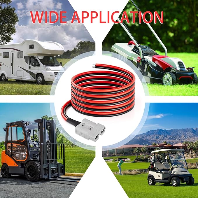 ELFCULB 10AWG 20FT Anderson Connector 50 Amp Cable,Anderson SB50 Plug Battery Quick Connector Cable for Solar and Wind Energy Systems Battery Connections Forklifts