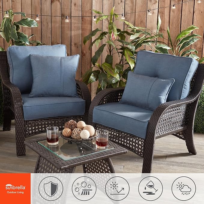 Outdoor 2-Piece Sunbrella Premium Deep Seat Cushion Set, Spectrum Denim
