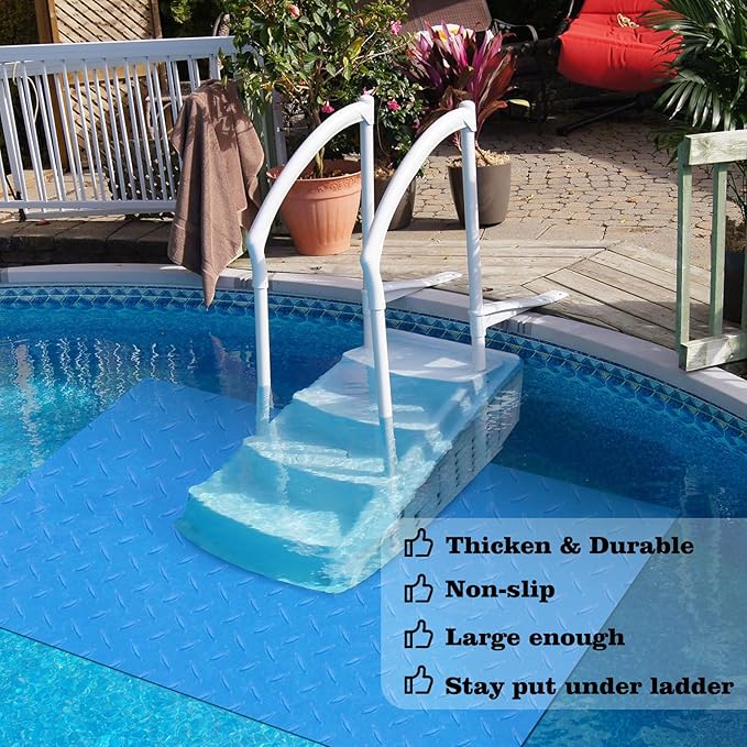 45x60 inches Swimming Pool Ladder Mat Protective Swimming Pool Step Pad for Above Ground Swimming Pool Ladder Pad Vinyl Non-Slip Pool Liner