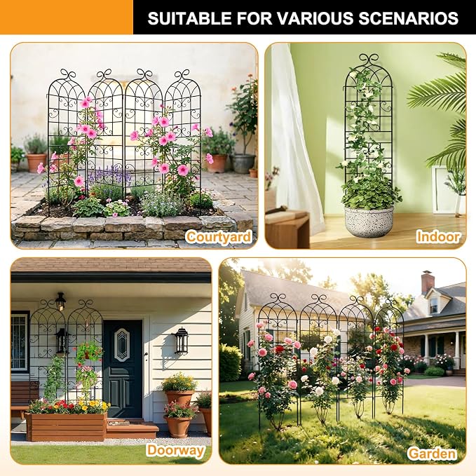 2 Pack 71" x 20" Metal Garden Trellis for Climbing Plants Outdoor, Heavy Duty Plant,Perfect for Climbing Roses, Clematis, Honeysuckle, Cucumbers, Pole Beans, Grape Vines and Flowering & Vines
