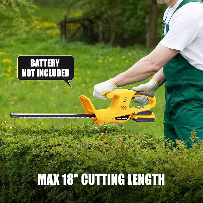 Cordless Hedge Trimmer 18 Inch, Electric Shrub Trimmer Compatible with Dewalt MAX 20V Battery, Lightweight 3.7 Lbs Bush Clipper with 5/8" Cutting Capacity & Dual Safety Switch, Tool Only