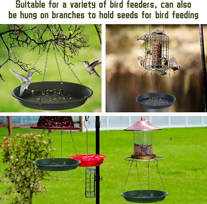 Briwooody 2 Sets 16.7" Bird Seed Catcher Tray Platform Bird Feeder Large Hanging Tray Fits Most Feeders Catches Most Falling Seed and Husk Outdoor Yard Garden Backyard for Attracting Birds, Black