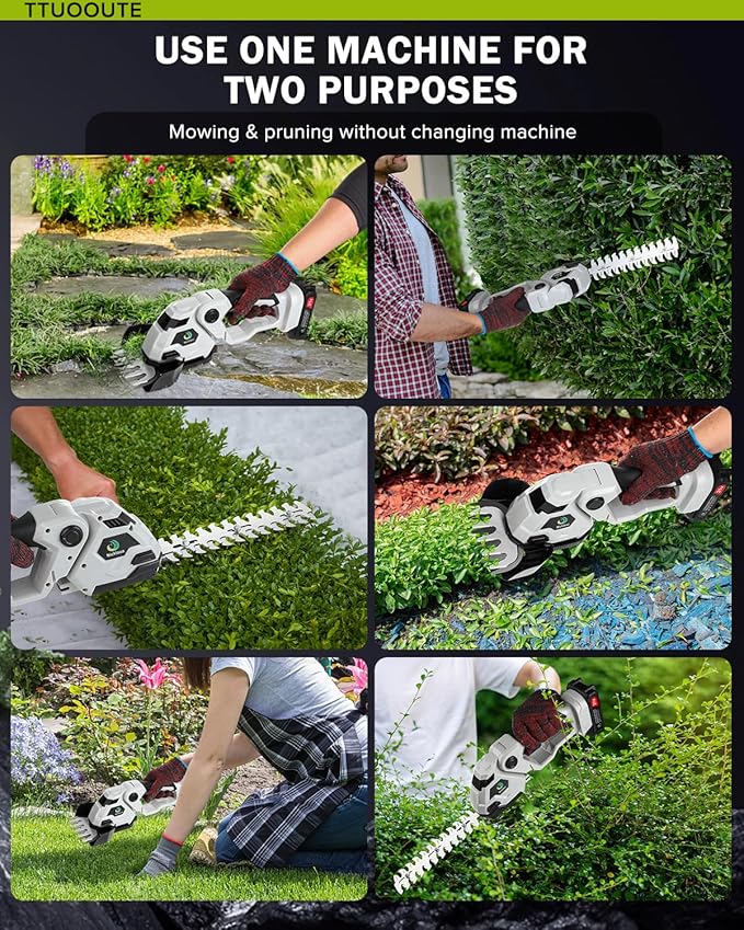 Cordless Hedge Trimmer,Cordless Grass Shears,2-in-1 Bush Trimmer,Cordless Grass Shear Bush Trimmer& Shrubbery Trimmer,Hedge Shear with 2 PCS Rechargeable Battery and Charger for Garden, Lawn.