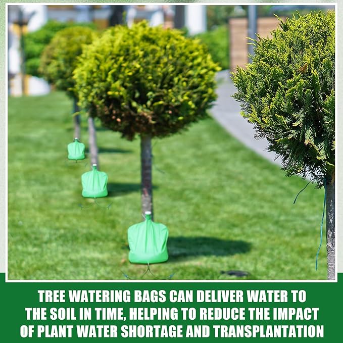 Tioncy 6 Pack Tree Watering Bags with Dual Adjustable Outlets - 10.5 Gallon Precision Irrigation System Slow Release Water Bags for Small/Medium Trees, Leakproof & Overwatering Risk