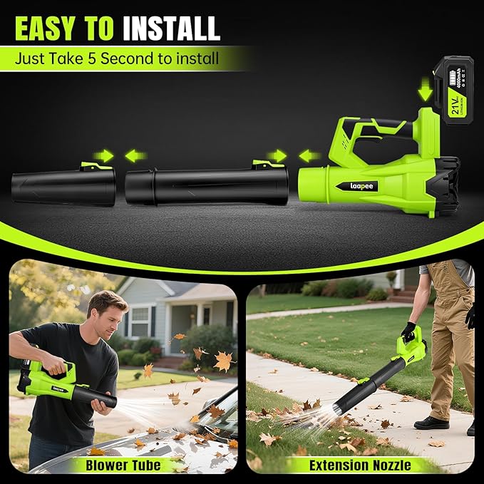 Leaf Blower Cordless,Electric Leaf Blower with 3 Batteries Powered and Fast Charger, Blowers for Lawn Care and Car Dust Snow Cordless Blower,6 Speed Control
