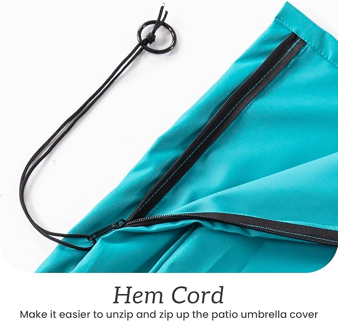 Patio Umbrella Cover Waterproof UV Resistant Outdoor Cantilever Umbrella Covers with Zipper and Rod, Turquoise