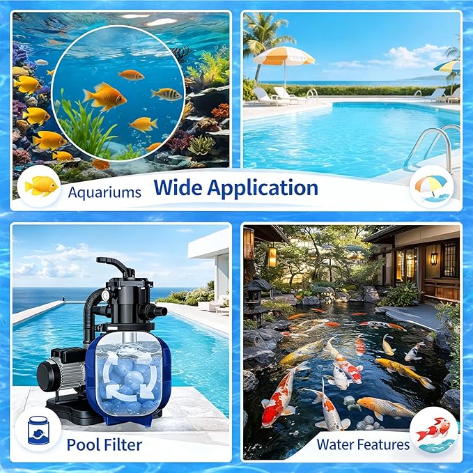 Pool Filter Balls 3LB for Sand Filter, Replace 110 lbs Sand, Reusable Pool Filter Media Balls for Pump, Ultra Fine Filtration, No Clogging, Less Backwash, for Swimming Pools