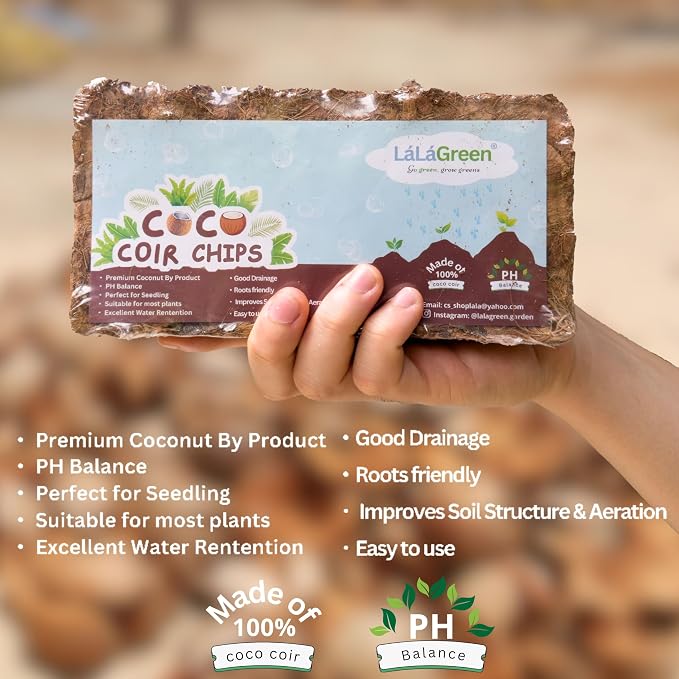 LaLaGreen Bundle - 2 Pack, 16 Inch White Self Watering Planter Box for Indoor Plant + 4 Pack, 500g Coconut Coir Chips for Plants Herb Garden Seedling Outdoor Planting Soil Vegetable Flower Orchids