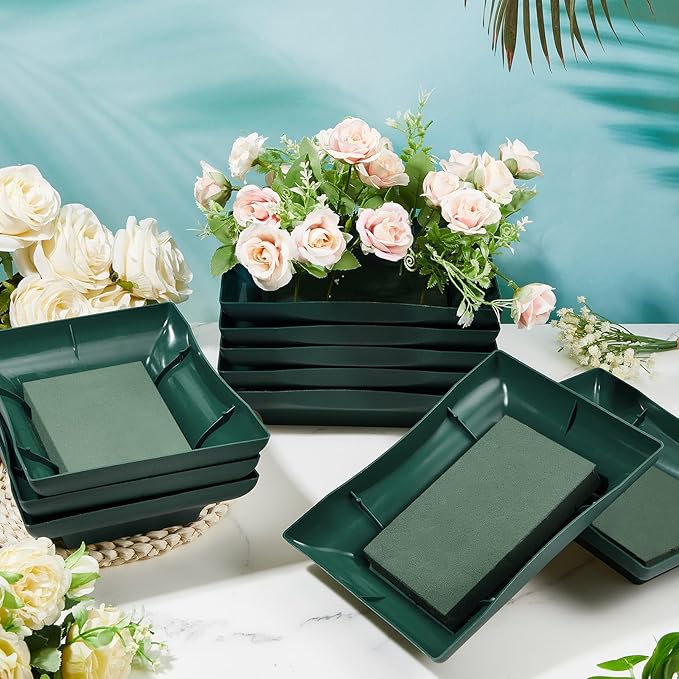 Sabary 12 Pack Large Size 8.5 x 6.7 Inch Floral Foam Bowl Floral Arrangements Supplies Foam in Bowls Flower Bowl with Blocks Kits for Table Party Wedding Festival Flower Holiday Decorating