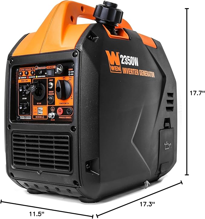 WEN 56235iX 2350-Watt Portable Inverter Generator with Fuel Shut Off and CO Sensor, Black