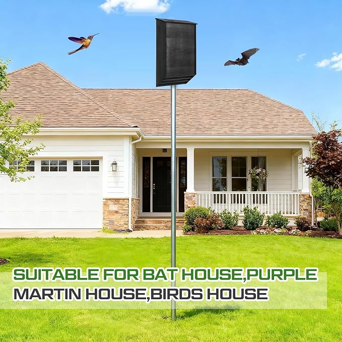 Yaocom 21 FT Telescoping Purple Martin House Pole,Aluminum Bat House Kit with Ground Socket, Adjustable Heavy Duty 7-Section Round Pole, Purple Martin Bird Accessories for Outdoors (Silver)