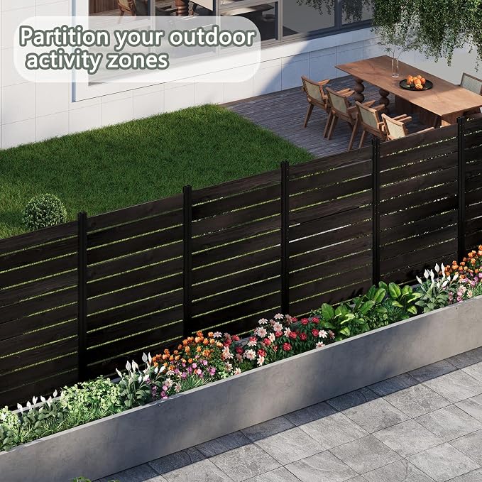 Wooden Privacy Screen 38" W×61" H No Dig Patio Fence 1 Panel (Chocolate) | For Trash Can AC Units & Pool Equipment, Decorative Patio Outdoor, privacy screen with Metal Stakes