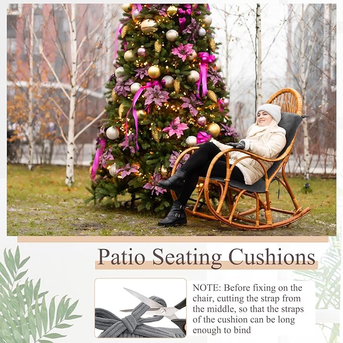 Juexica 4 Set Outdoor Patio Chair Cushions Corduroy Seat High Back Tufted Pillow Replacement Rocking Patio Chair Pads for Outdoor Indoor Home Office(Dark Gray)