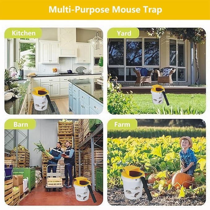 Mouse Trap Bucket with Auto-Reset Lid,5-Gallon Bucket Compatible,Mouse Rat Trap Bucket Lid for Humane Rodent Control-2pack