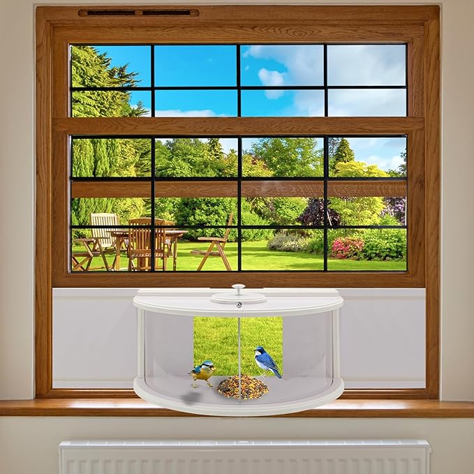 Window Bird Feeder 180°View Wood Durable and Elegant for Outdoors&Indoor for Viewing Inside House - Bring Joy to Your Home with This Small Window Bird Feeder