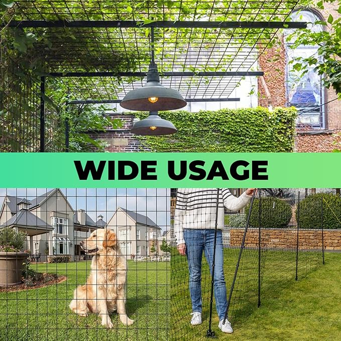 16GA Black PVC Coated Welded Wire Fencing 48 Inch x 50 Foot, 2 Inch x 3 Inch, Garden Border Fencing Roll Vinyl Coating Metal Wire Mesh for Yard Vegetable Plant Protection Poultry Netting