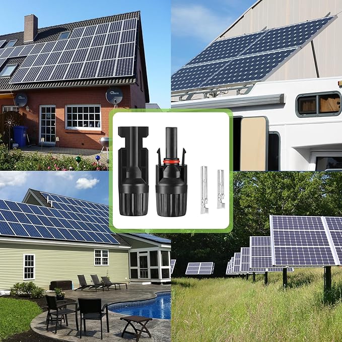MC4 Solar Connectors 30 Pairs/60pcs Solar Panel Cable Connectors Waterproof IP67 1000V 30A Male/Female Connector with 2 Pack Wrenches